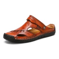 Men's Casual Leather Sandals Breathable Trend Outdoor Beach Shoes