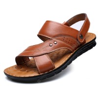 Summer Men's Simple Personality Sandals Casual Fashion Slippers Leather Beach Shoes