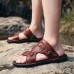 Summer Two-Layer Leather Men Slippers