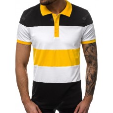 Casual Fashion Men's Lapel Short Sleeve Matching Color T-shirt