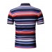 Casual Fashion Men's Turn-down Collar Stripe Short Sleeve T-shirt