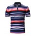 Casual Fashion Men's Turn-down Collar Stripe Short Sleeve T-shirt