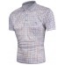 Fashion Lapel Plaid Men's Short Sleeve T-shirt