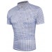 Fashion Lapel Plaid Men's Short Sleeve T-shirt