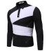 Men Fashion Colorblock Lapel Long Sleeve Shirt