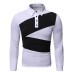 Men Fashion Colorblock Lapel Long Sleeve Shirt