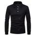 Men Large Size Fashion Casual Solid Color Lapel Long Sleeve T-Shirt