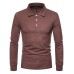 Men Large Size Fashion Casual Solid Color Lapel Long Sleeve T-Shirt