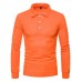 Men Large Size Fashion Casual Solid Color Lapel Long Sleeve T-Shirt