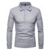 Men Large Size Fashion Casual Solid Color Lapel Long Sleeve T-Shirt