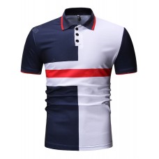 Men's Casual Fashion Turn Down Collar Short Sleeve T-shirt