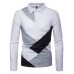 Men's Irregular Splicing Long Sleeve Large Size Lapel T-shirt