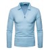 Men's Large Size V-neck Lapel Long Sleeve T-shirt