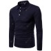 Men's Splicing Long Sleeve Large Size Lapel T-shirt