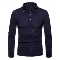 Men's Splicing Long Sleeve Large Size Lapel T-shirt