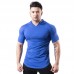 Men's Sport Short-sleeved T-shirt Solid Color Hood Fitness Clothes Outdoor Basketball Sweater Running Clothing