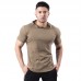 Men's Sport Short-sleeved T-shirt Solid Color Hood Fitness Clothes Outdoor Basketball Sweater Running Clothing