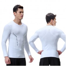 Men's Sports Tights Breathable and Quick-drying Long-sleeved V-neck Gym Suit Running Football Training High Elastic Sportswear