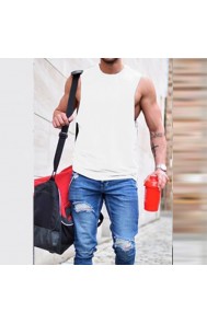 Men's T-Shirt Round Collar Solid Color Men's Loose-fitting Tops