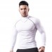 Men's Tight-fitting Veneer High Collar Fitness Clothes Quick Dry Long Sleeve T-shirt Padded Basketball Running Sports Top