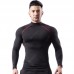 Men's Tight-fitting Veneer High Collar Fitness Clothes Quick Dry Long Sleeve T-shirt Padded Basketball Running Sports Top