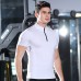 Quick-drying Sports T-shirt Men's High Neck Zipper Short Sleeve Gym Suit High-stretch Breathable Running Clothing