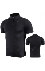 Quick-drying Sports T-shirt Men's High Neck Zipper Short Sleeve Gym Suit High-stretch Breathable Running Clothing