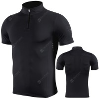 Quick-drying Sports T-shirt Men's High Neck Zipper Short Sleeve Gym Suit High-stretch Breathable Running Clothing