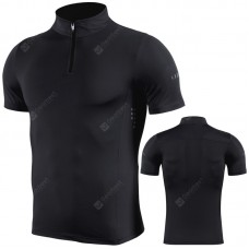 Quick-drying Sports T-shirt Men's High Neck Zipper Short Sleeve Gym Suit High-stretch Breathable Running Clothing