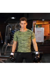 S8186 Men Summer Fitness Tops Loose Sports Quick-drying Basketball Training Football Short Sleeve T-shirt