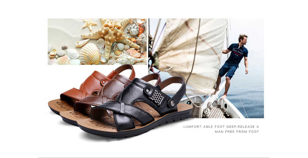 Men's Sandals Large Size Leather Beach Shoes Sandal