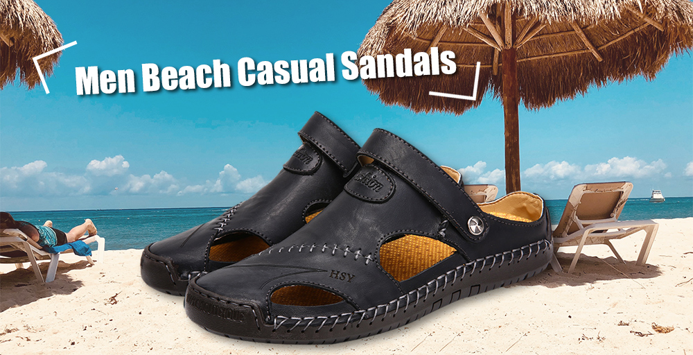 Men Beach Casual Sandals Breathable Lightweight Super Comfortable- Black 41