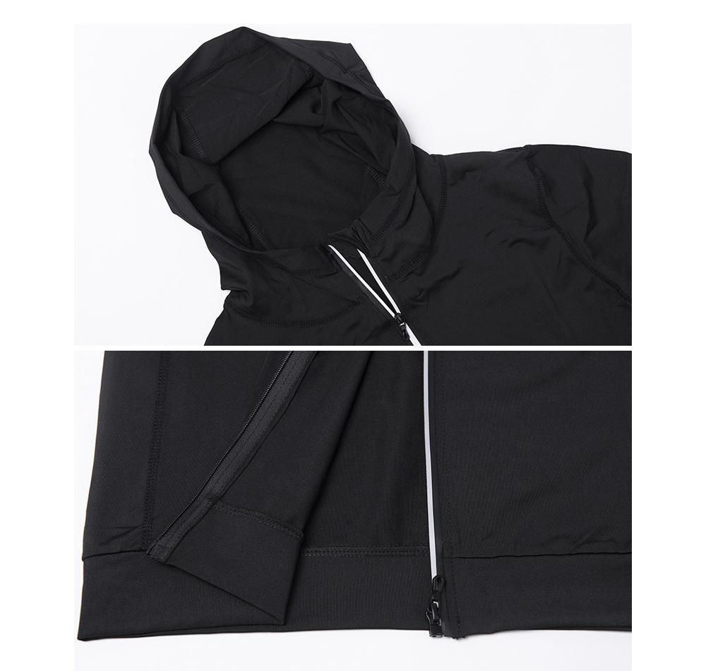 Sports Jacket Men's High Elastic Speed Black Hooded Coat Outdoor Basketball Running Fitness Clothing - Jacket D1921 Dark gray 3XL