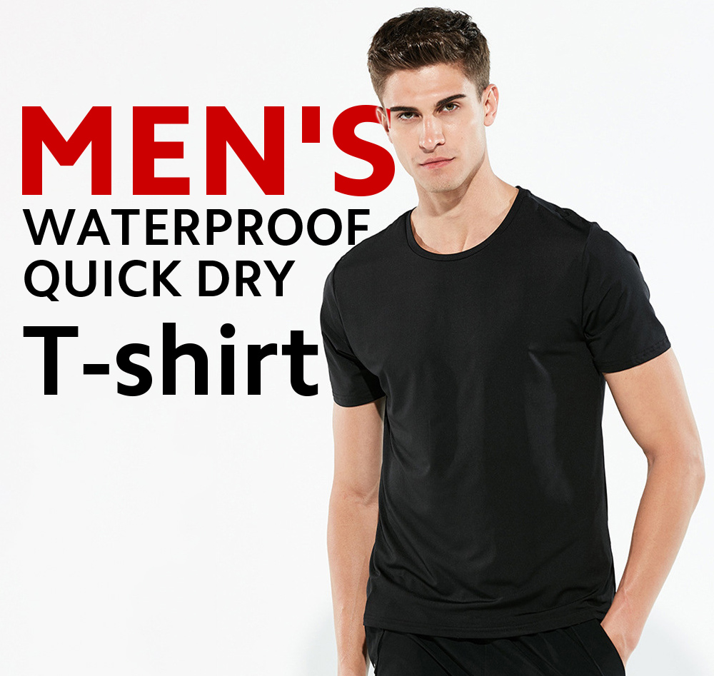 Men's Technology Waterproof Quick Men's T-Shirt Creative Nano Swage Breathable Skirt Short Sleeve Male - White XXXXL